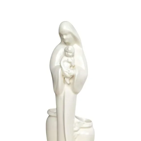 Vintage Haeger Pottery Madonna with Child: White Ceramic Planter